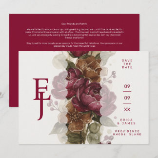 Faire-part de mariage Cottagecore Bourgogne TLW26