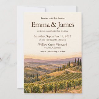 Faire-part de mariage Coucher de soleil sur vignob