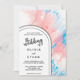 Faire-part de mariage couleur abstraite aquarelle