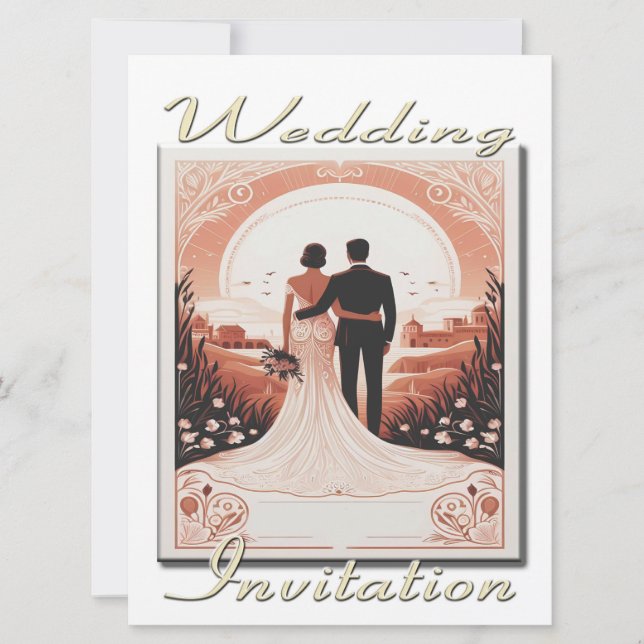 Faire-part de mariage Couple au regard du paysage (Devant)