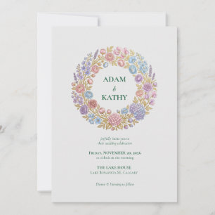 Faire-part de mariage Couronne de fleurs sauvages