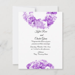 Faire-part de mariage Couronne de fleurs violettes