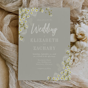 Faire-part de mariage crème floral rustique beige