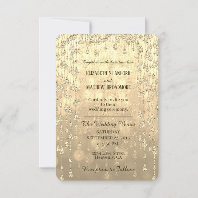 Faire-part de mariage | Crystal Or (Devant)
