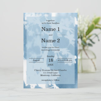 Faire-part de mariage Cyanotype Elegant Cerisier F