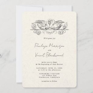 Faire-part de mariage Cygnes d'amour