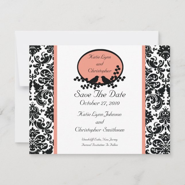 Faire-part de mariage Damask & Birds Save The Date (Devant)