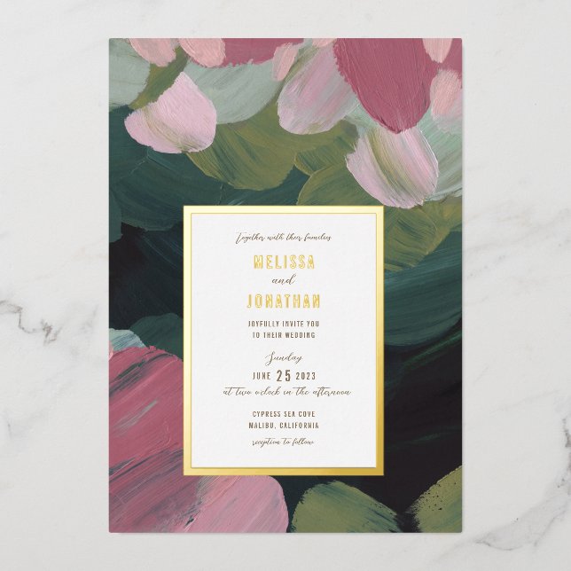 Faire-part de mariage d'amour peint (Recto)