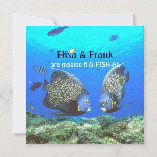 Faire-part de mariage d'amour pour les poissons tr (Devant)
