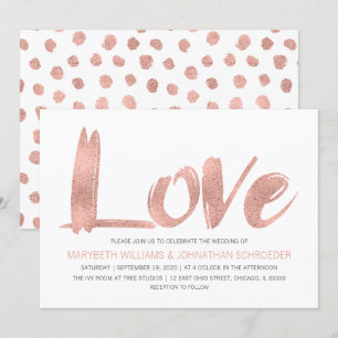 Faire-part de mariage d'amour Rose moderne