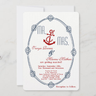 faire-part de mariage d'Ancre de noeud nautique de