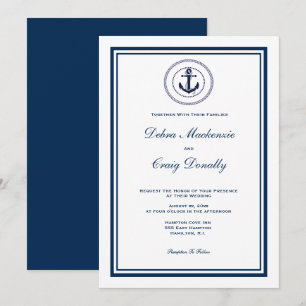 Faire-part de mariage d'Ancre de style nautique de