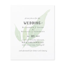 Faire-part de mariage d'aquarelle à feuilles moder