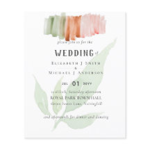 Faire-part de mariage d'aquarelle à feuilles moder