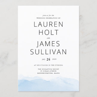 Faire-part de mariage d'aquarelle Blue Ombre