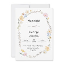 Faire-part de mariage d'aquarelle de couleur blanc