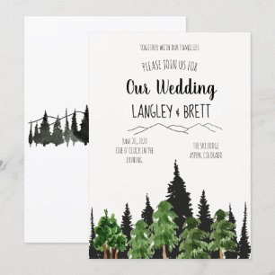 Faire-part de mariage d'aquarelle de forêt rustiqu