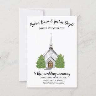 Faire-part de mariage d'aquarelle de l'église trad