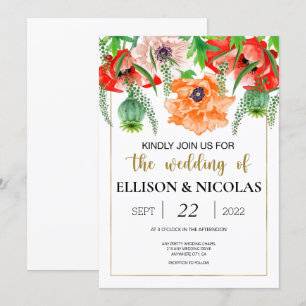 Faire-part de mariage d'aquarelle de Poppies