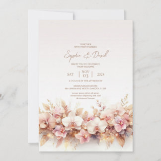 Faire-part de mariage d'aquarelle d'orchidées
