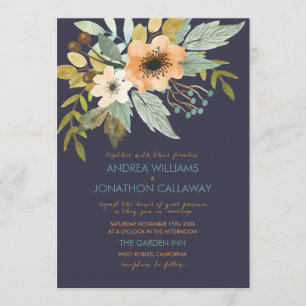 Faire-part de mariage d'aquarelle en fleurs person