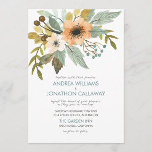 Faire-part de mariage d'aquarelle en floraison