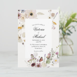 Faire-part de mariage d'aquarelle florale de print