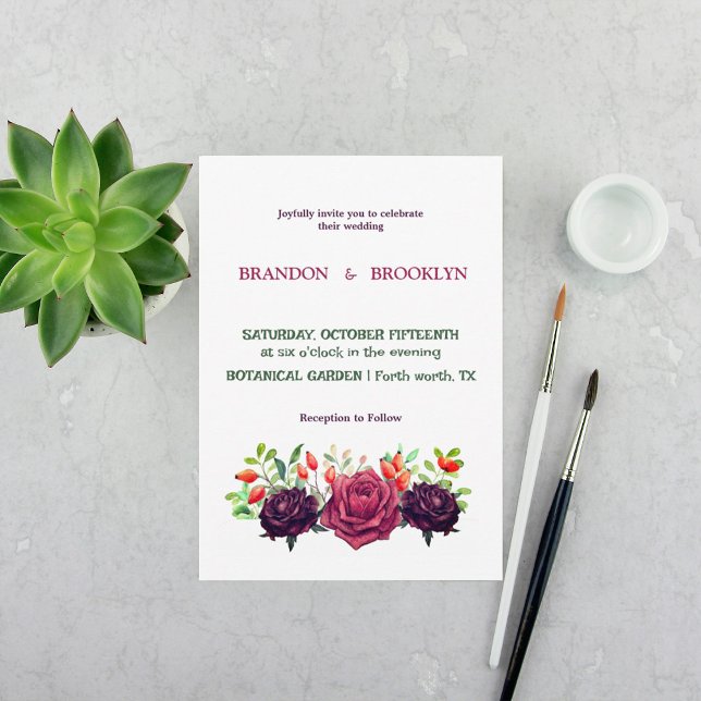 Faire-part de mariage d'aquarelle florale violet l (Créateur téléchargé)