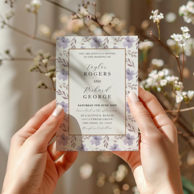 Faire-part de mariage d'aquarelle florale violet m (Créateur téléchargé)