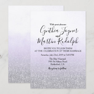 Faire-part de mariage d'aquarelle gris lavande