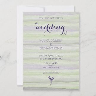 Faire-part de mariage d'aquarelle Lavande et Sage