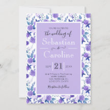 Faire-part de mariage d'aquarelle mignonne violet