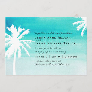 Faire-part de mariage d'aquarelle Palm Tree