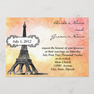 Faire-part de mariage d'aquarelle parisien