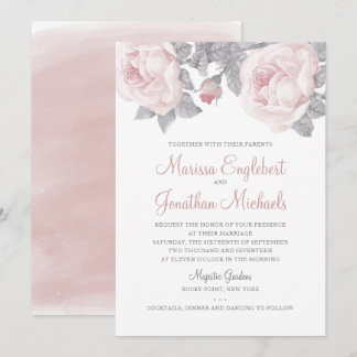 Faire-part de mariage d'aquarelle Peony