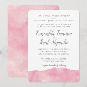 Faire-part de mariage d'aquarelle rose Cotton Cand