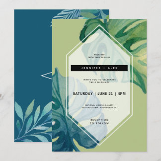 Faire-part de mariage d'aquarelle tropicale