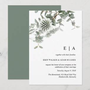 Faire-part de mariage d'aquarelle verte
