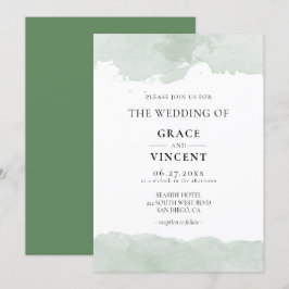 faire-part de mariage d'aquarelle verte Abstraite