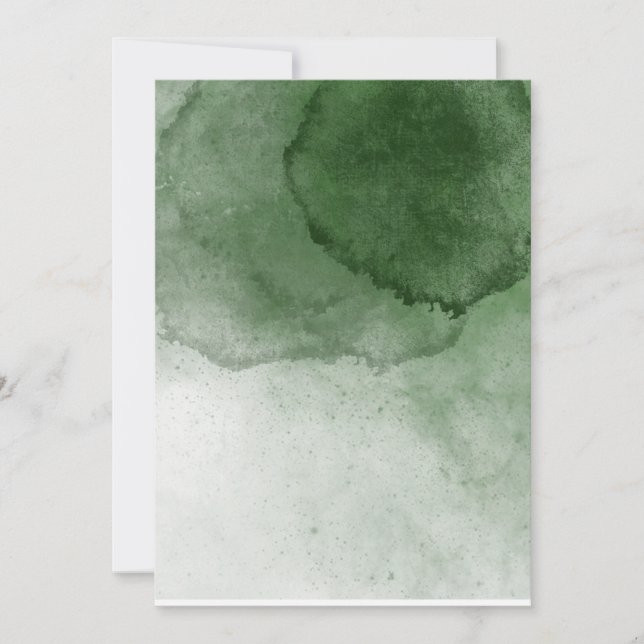 Faire-part de mariage d'aquarelle verte de la forê (Devant)