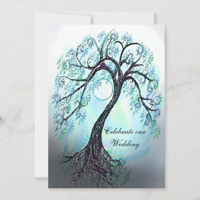 Faire-part de mariage d'arbre de vie personnalisab (Devant)