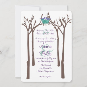 Faire-part de mariage d'arbres et d'oiseaux modern