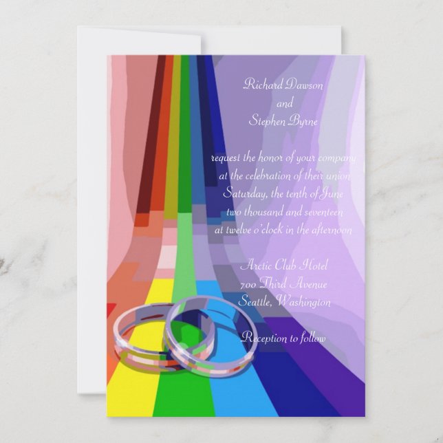 Faire-part de mariage d'arc-en-ciel gai et (Devant)