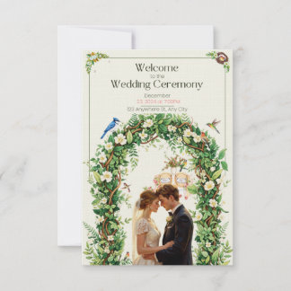 Faire-part de mariage d'arc forestier botanique
