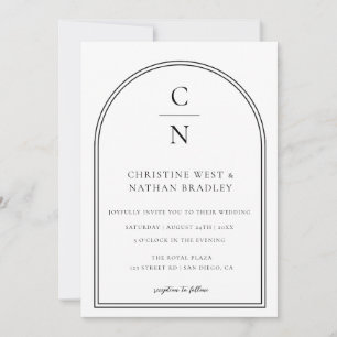 Faire-part de mariage d'arche Monogram moderne