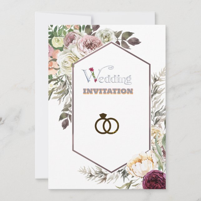 Faire-part de mariage d'art floral de luxe (Devant)