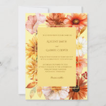 Faire-part de mariage d'automne à l'aquarelle élég