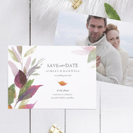 Faire-part de mariage d'automne Feuilles violettes