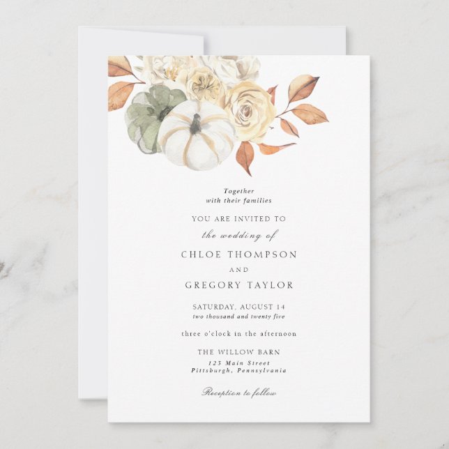 Faire-part de mariage d'automne rustique (Devant)
