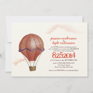 Faire-part de mariage de ballon à air chaud Vintag